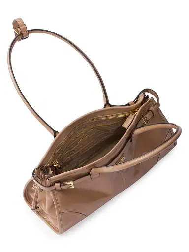 Prada Women's Bonnie Leather Top Handle Bag - Brown | Thumbnail 4 Prada Women's Bonnie Leather Top Handle Bag - Brown | Thumbnail 4