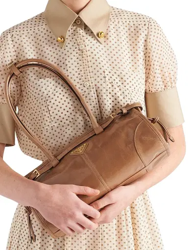 Prada Women's Bonnie Leather Top Handle Bag - Brown | Thumbnail 7 Prada Women's Bonnie Leather Top Handle Bag - Brown | Thumbnail 7