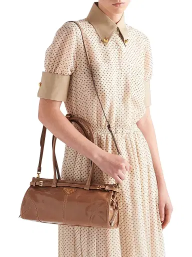 Prada Women's Bonnie Leather Top Handle Bag - Brown | Thumbnail 8 Prada Women's Bonnie Leather Top Handle Bag - Brown | Thumbnail 8
