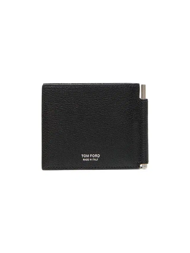 TOM FORD Men's Elongated T-Line Leather Money Clip Wallet - Black