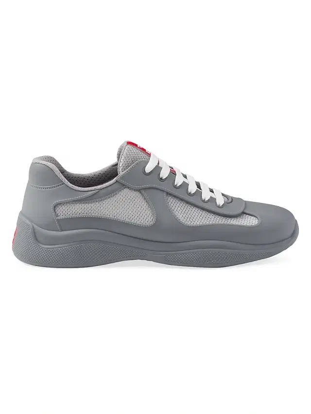 Prada Men's America's Cup Soft Rubber and Bike Fabric Sneakers - Grey