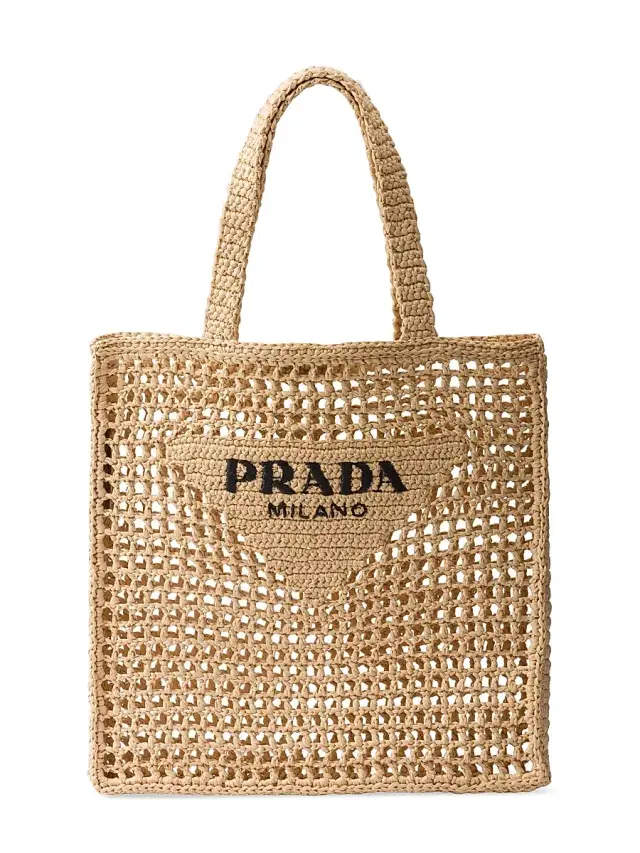 Women's  Crochet Tote Bag - Beige Khaki