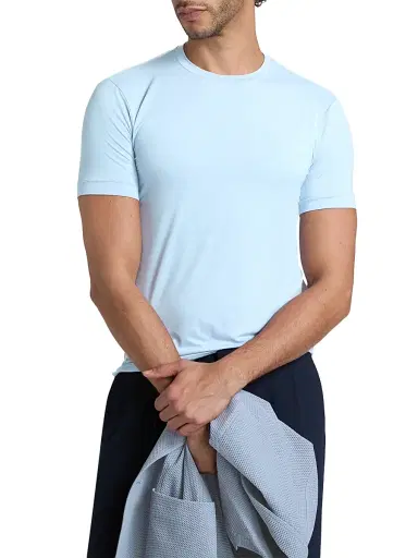 Giorgio Armani Men's Stretch Jersey Crewneck T-Shirt - Aquamarine - Size 38 | Thumbnail 3