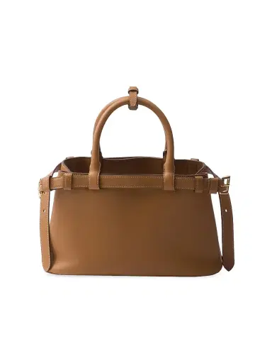 Prada Women's Buckle Small Leather Top Handle Bag with Double Belt - Brown | Thumbnail 4