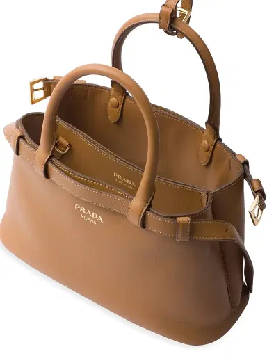 Prada Women's Buckle Small Leather Top Handle Bag with Double Belt - Brown | Thumbnail 5