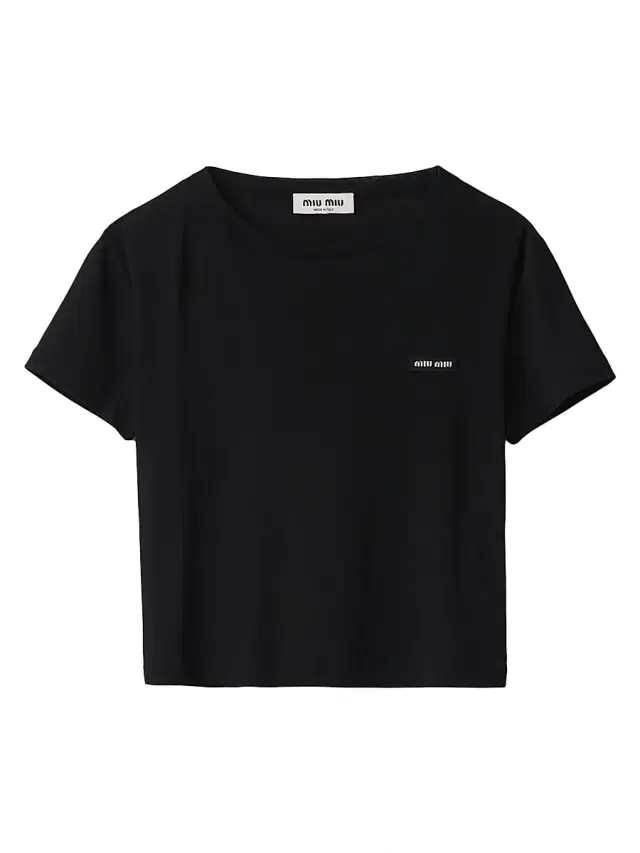 Miu Miu Women's Ribbed Jersey T-Shirt - Black