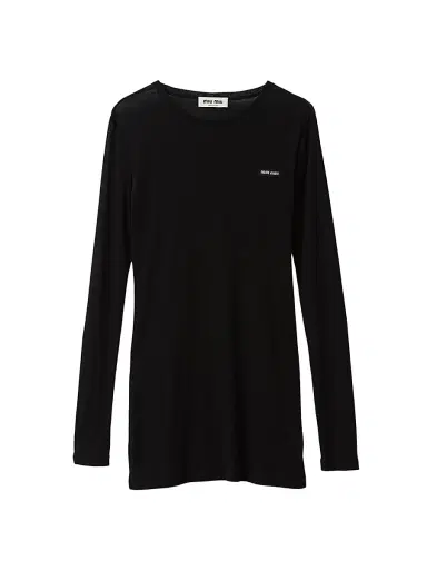 Miu Miu Women's Ribbed Knit Jersey Dress - Black - Size Small | Thumbnail 1