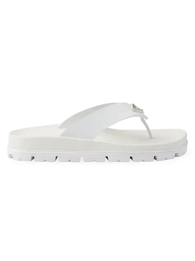 Prada Women's Rubber Thong Sandals - White