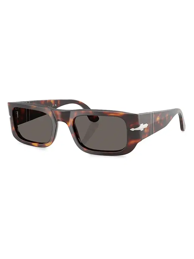 Persol Men's 55MM Square Pillow Sunglasses - Havana Black