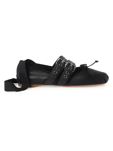 Miu Miu Women's Nappa and Calf Leather Ballerinas - Black - Size 9 | Thumbnail 1 Miu Miu Women's Nappa and Calf Leather Ballerinas - Black - Size 9 | Thumbnail 1
