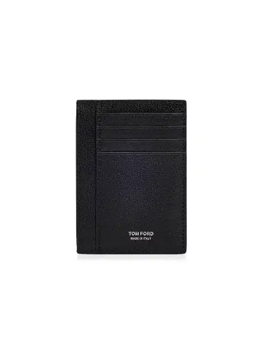 Tom Ford Men's Elongated T Line Leather Card Case - Black | Thumbnail 1 Tom Ford Men's Elongated T Line Leather Card Case - Black | Thumbnail 1