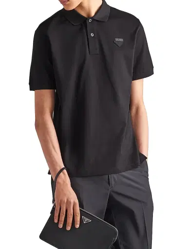 Prada Men's Piqué Polo Shirt - Black - Size XXL | Thumbnail 2