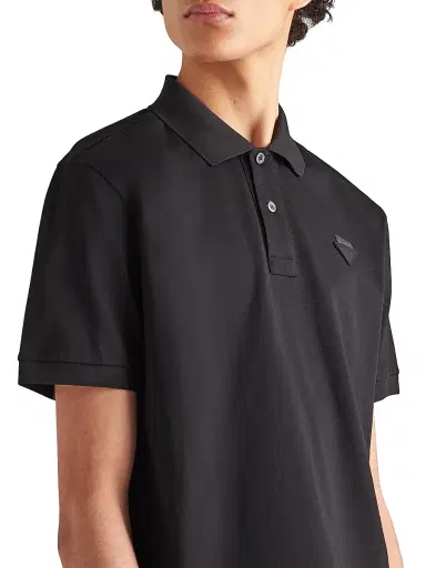 Prada Men's Piqué Polo Shirt - Black - Size XXL | Thumbnail 3
