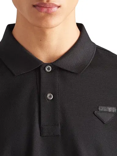 Prada Men's Piqué Polo Shirt - Black - Size XXL | Thumbnail 4