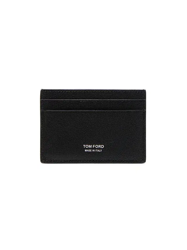 Men's Elongated T-Line Leather Card Case - Black Men's Elongated T-Line Leather Card Case - Black
