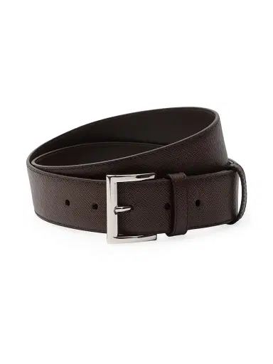 Prada Men's Saffiano Leather Belt - Brown - Size 40 | Thumbnail 1 Prada Men's Saffiano Leather Belt - Brown - Size 40 | Thumbnail 1