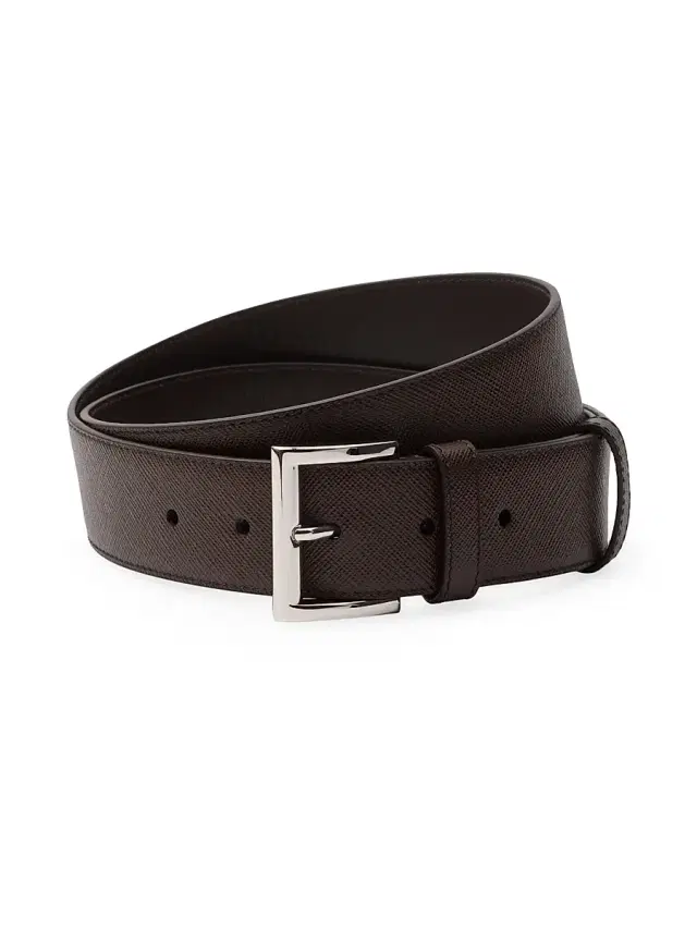 Prada Men's Saffiano Leather Belt - Brown