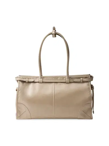 Prada Women's Bonnie Large Leather Top Handle Bag - Beige | Thumbnail 4