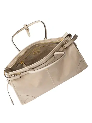 Prada Women's Bonnie Large Leather Top Handle Bag - Beige | Thumbnail 5