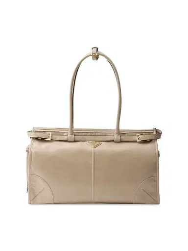 Prada Women's Bonnie Large Leather Top Handle Bag - Beige | Thumbnail 1