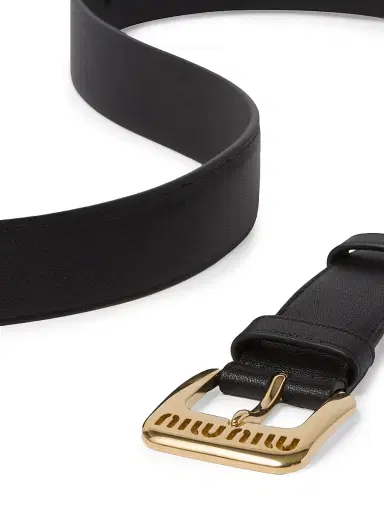Miu Miu Women's Nappa Leather Belt - Black - Size 34 | Thumbnail 2