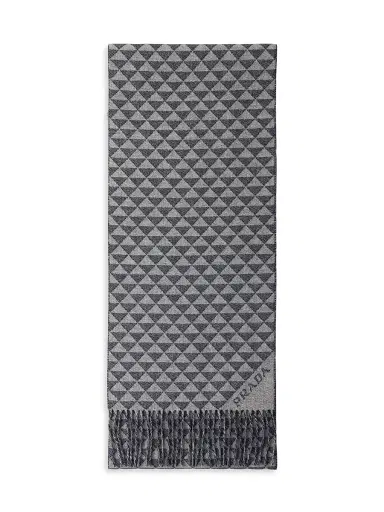 Prada Women's Wool and Cashmere Scarf - Grey Blue | Thumbnail 1 Prada Women's Wool and Cashmere Scarf - Grey Blue | Thumbnail 1