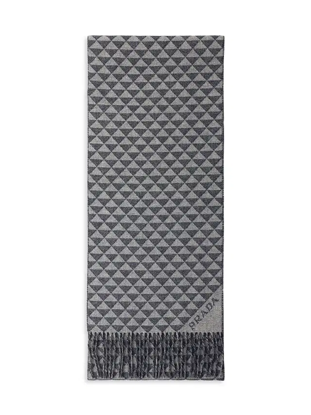 Prada Women's Wool and Cashmere Scarf - Grey Blue