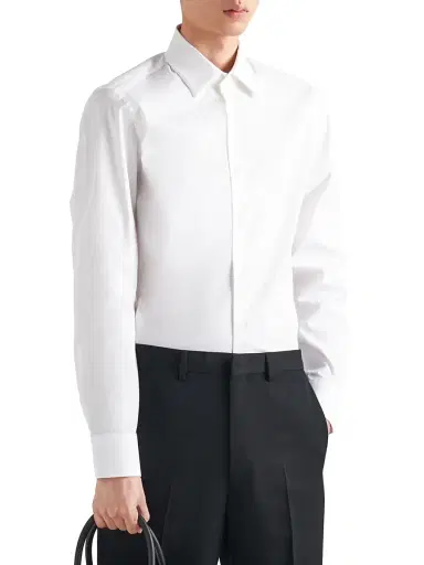 Prada Men's Stretch Cotton Shirt - White - Size 18.5 | Thumbnail 2