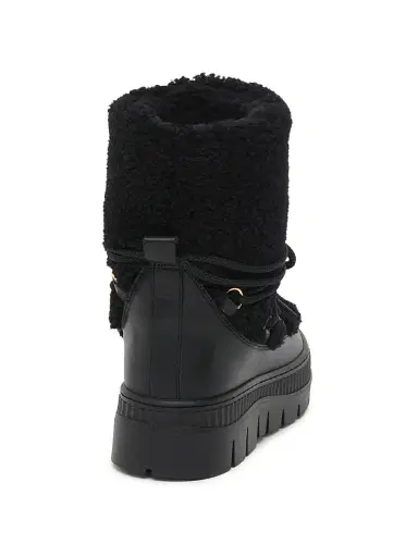 Pollini Women's Ice Cracker 55MM Shearling-Trimmed Leather Ankle Boots - Black | Thumbnail 3 Pollini Women's Ice Cracker 55MM Shearling-Trimmed Leather Ankle Boots - Black | Thumbnail 3