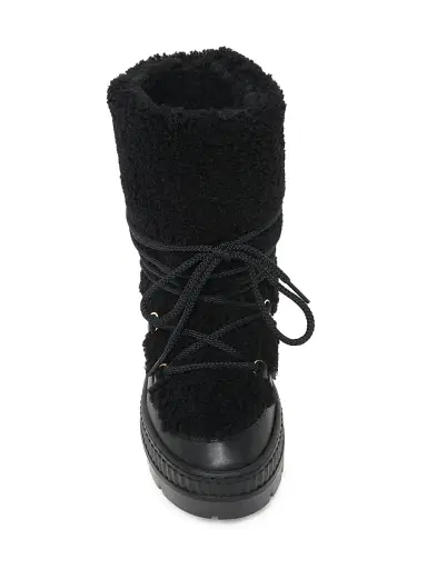 Pollini Women's Ice Cracker 55MM Shearling-Trimmed Leather Ankle Boots - Black | Thumbnail 4 Pollini Women's Ice Cracker 55MM Shearling-Trimmed Leather Ankle Boots - Black | Thumbnail 4