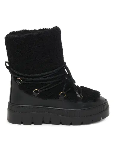 Pollini Women's Ice Cracker 55MM Shearling-Trimmed Leather Ankle Boots - Black | Thumbnail 1 Pollini Women's Ice Cracker 55MM Shearling-Trimmed Leather Ankle Boots - Black | Thumbnail 1