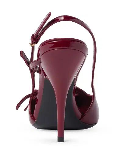 Miu Miu Women's Patent Leather Slingbacks With Buckles - Red | Thumbnail 3