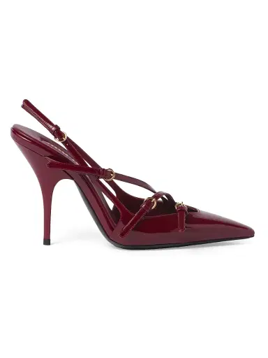 Miu Miu Women's Patent Leather Slingbacks With Buckles - Red | Thumbnail 1