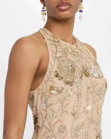 Aidan Mattox Floral Bead & Sequin Halter Mini Dress | Thumbnail 5 Aidan Mattox Floral Bead & Sequin Halter Mini Dress | Thumbnail 5