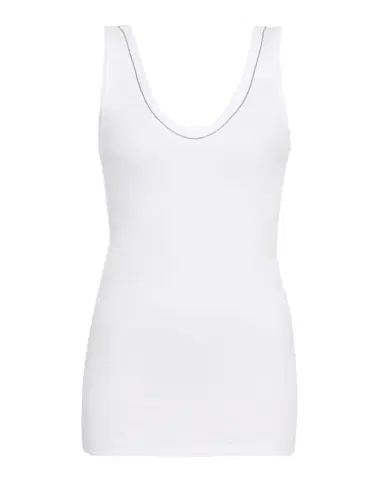 Brunello Cucinelli Monili Scoop-Neck Flat Cotton Rib Tank Top | Thumbnail 1
