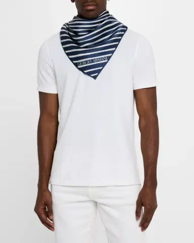 Giorgio Armani Men's Silk Stripe Neck Scarf | Thumbnail 3 Giorgio Armani Men's Silk Stripe Neck Scarf | Thumbnail 3