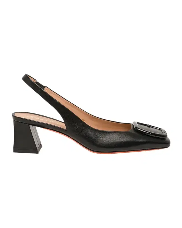 Santoni Lemon Buckle Slingback Leather Pumps