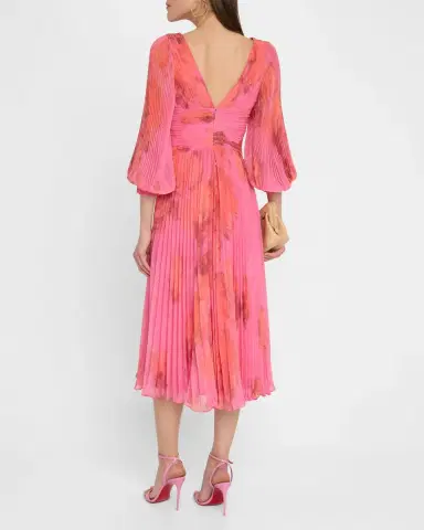 Rickie Freeman for Teri Jon Pleated Abstract-Print Chiffon Midi Dress | Thumbnail 3 Rickie Freeman for Teri Jon Pleated Abstract-Print Chiffon Midi Dress | Thumbnail 3