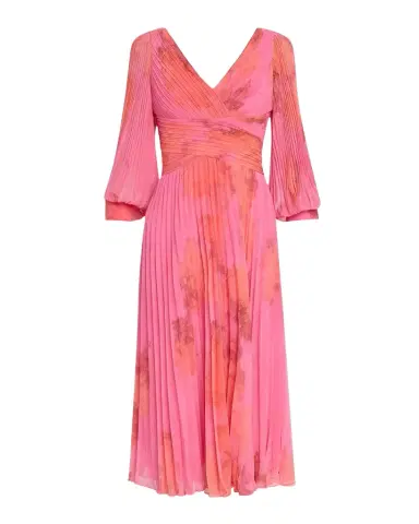 Rickie Freeman for Teri Jon Pleated Abstract-Print Chiffon Midi Dress | Thumbnail 1 Rickie Freeman for Teri Jon Pleated Abstract-Print Chiffon Midi Dress | Thumbnail 1