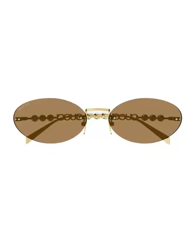 Gucci Rimless Metal Oval Sunglasses with Faux Pearls | Thumbnail 1 Gucci Rimless Metal Oval Sunglasses with Faux Pearls | Thumbnail 1