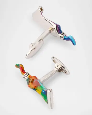 Jan Leslie Men's Paint Tube Stripe and Splatter Sterling Silver Cufflinks | Thumbnail 4 Jan Leslie Men's Paint Tube Stripe and Splatter Sterling Silver Cufflinks | Thumbnail 4