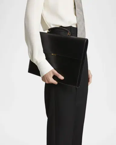 Saint Laurent Men's Smooth Leather Briefcase | Thumbnail 2