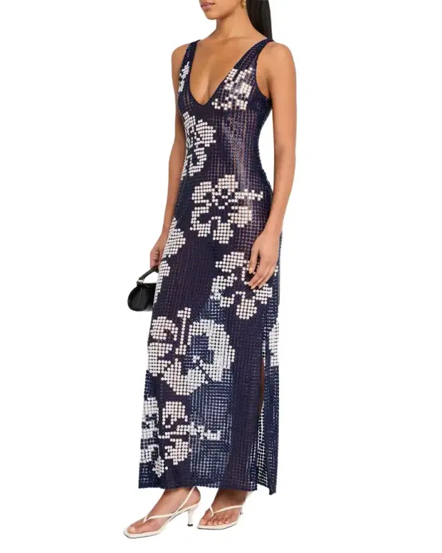 Wynn Hamlyn Hibiscus Button Gown