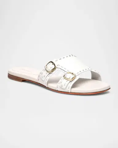 Santoni Didi Double-Monk Flat Slide Sandals | Thumbnail 2