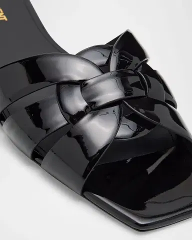 Saint Laurent Nu Pieds Woven Patent Flat Sandals | Thumbnail 5