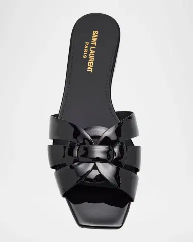 Saint Laurent Nu Pieds Woven Patent Flat Sandals | Thumbnail 6