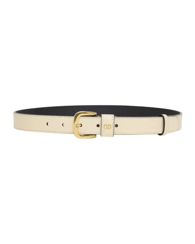 Valentino Garavani VLogo Calfskin Leather Belt, 25mm