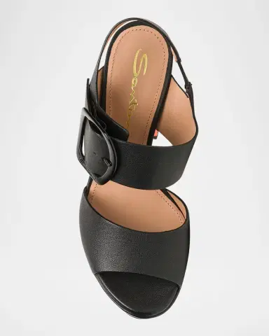 Santoni Bruxel Leather Buckle Platform Sandals | Thumbnail 3