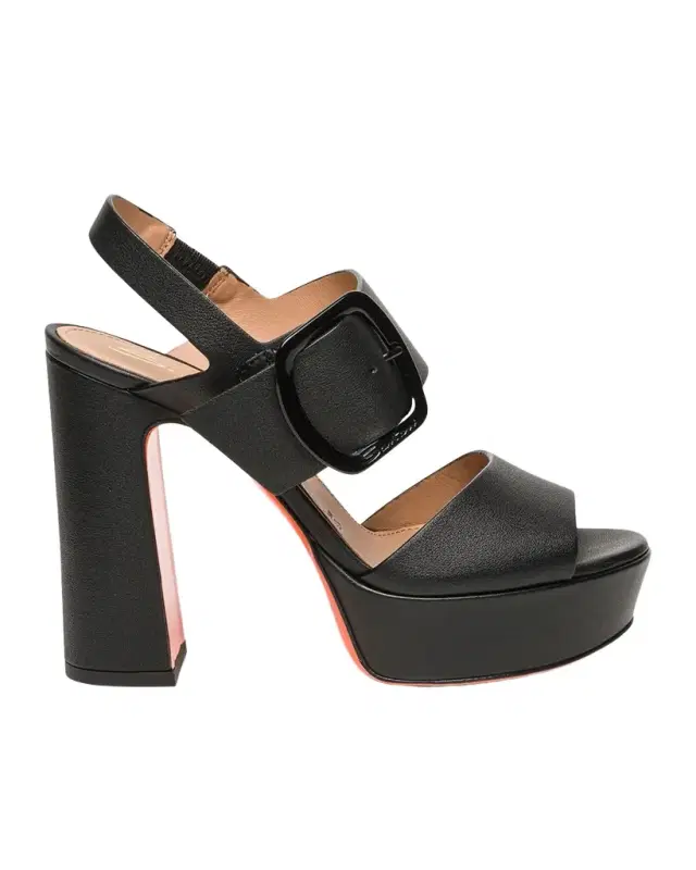 Santoni Bruxel Leather Buckle Platform Sandals