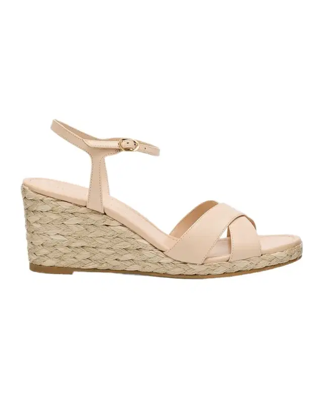 Stuart Weitzman Dayna Leather Crisscross Espadrille Sandals